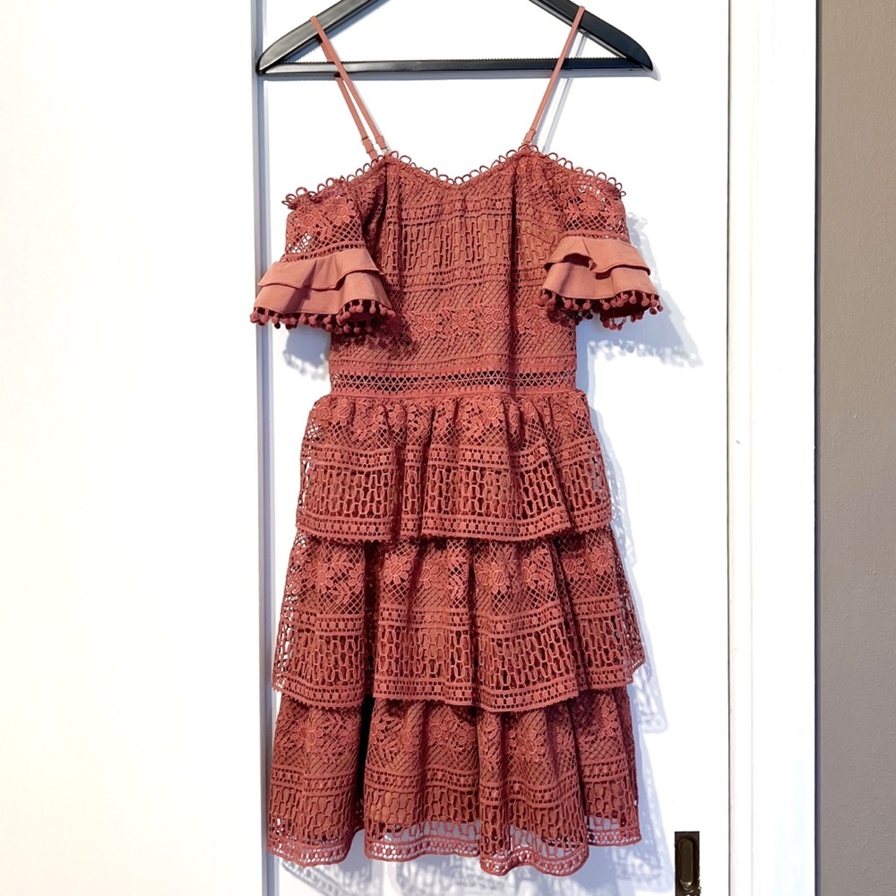 Two Sisters Mauve Pink Lacey Off Shoulder MELINDA Dress